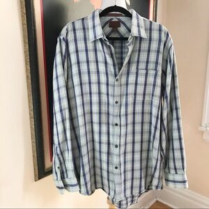 BORN:Mens Green/Purple Plaid Handcrafted Shirt XL